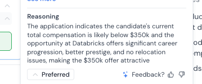 AI reasoning for a candidate criterion