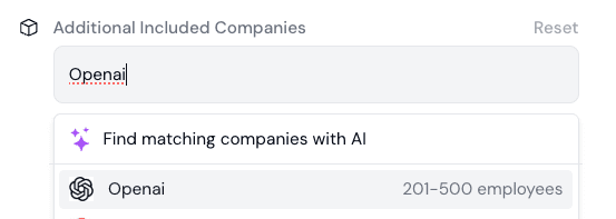 Adding a specific company to a sourcing search